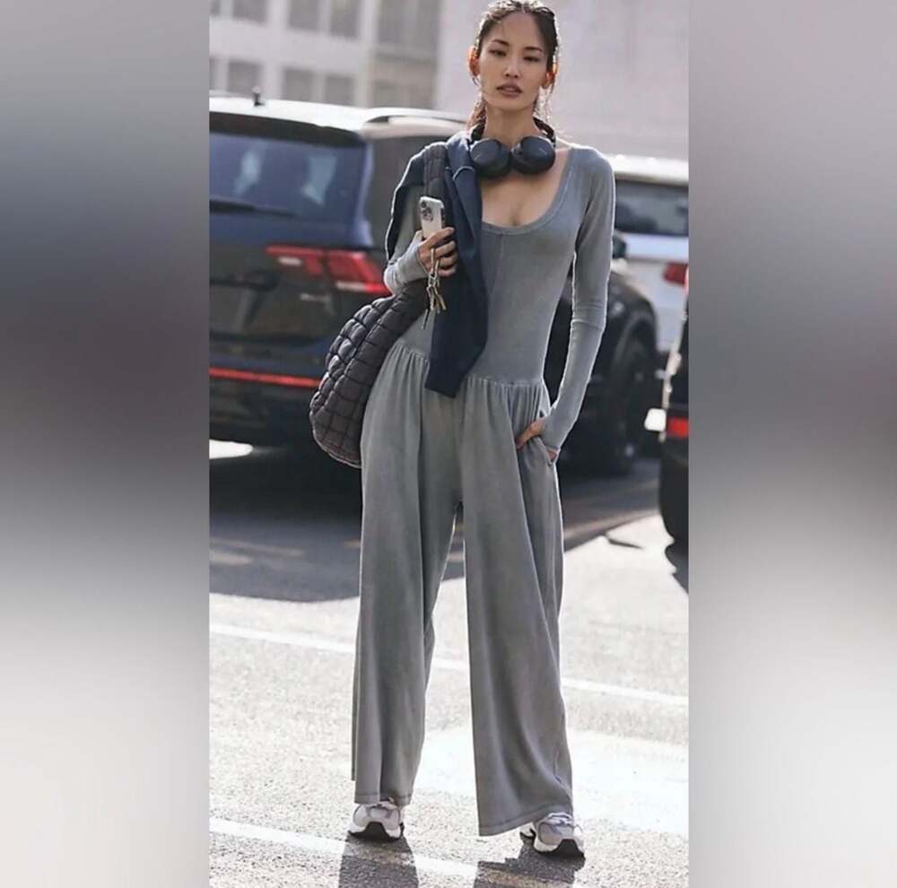 FP Movement Hot Shot Wide Leg Jumpsuit in Grey
